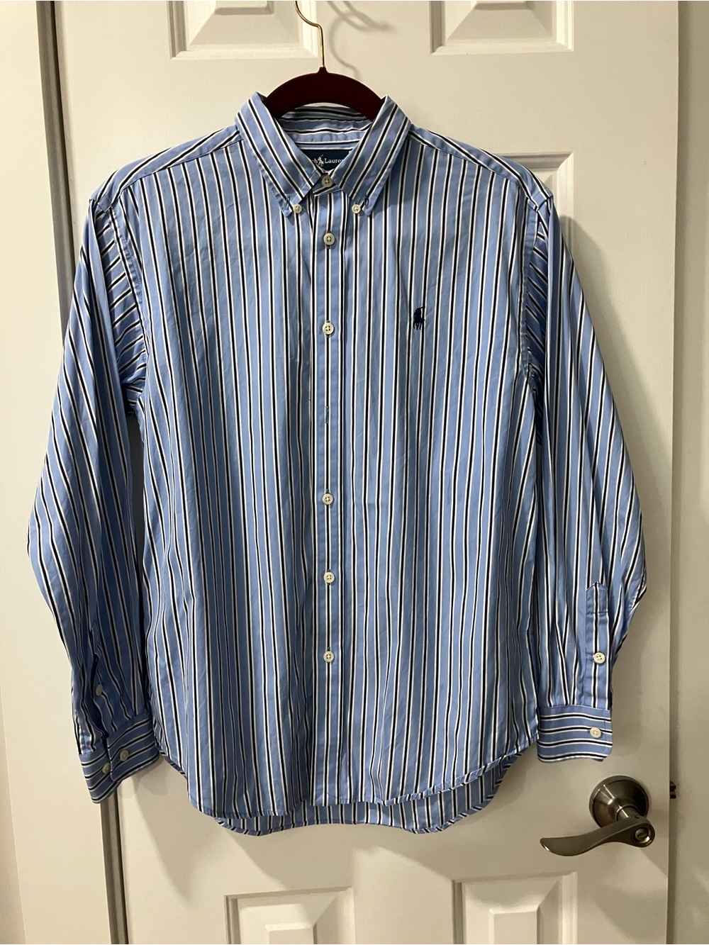 Ralph Lauren Blue & Navy Vertical Stripe Button-Down Shirt